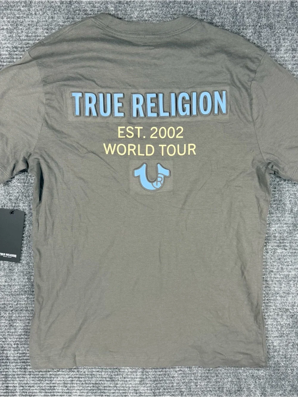 True Religion Short Sleeve Tee with Light Blue Logo